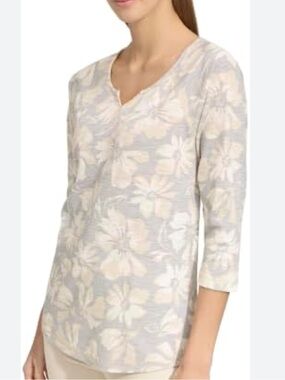 Andrew Marc Floral Textured Sports Top Medium NWT